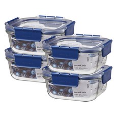LocknLock 樂扣樂扣 頂級透明耐熱玻璃正方形保鮮盒 750ml, 4個, 單品