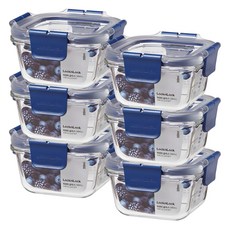 LocknLock 樂扣樂扣 頂級透明耐熱玻璃正方形保鮮盒, 6個, 300ml