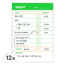 비팬시 하이라이트 메모패드 영수증 S, 혼합색상, 60매, 12개