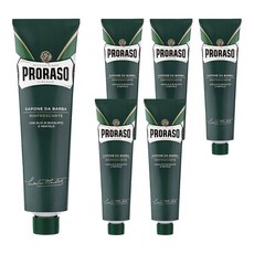 PRORASO 刮鬍膏 綠標 薄荷，150ml，含尤加利樹精油和薄荷醇, 6條