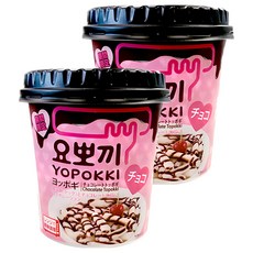 YOPOKKI 炒年糕杯 巧克力味 以大米為原料 簡易杯裝 微波爐加熱後即可食用 常溫保存, 120g, 2個