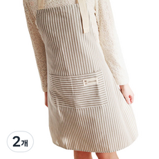 솔브리빙 교사용 스트라이프 주방 바리스타 어린이집 미용실 카페 앞치마, 회색, 2개