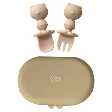 tgm 熊熊造型寶寶叉匙組, 珊瑚粉, 1組