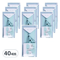 市集風格三角尺量角器組, 綠色, 40套