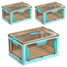 快樂小島 五開收納箱 磁吸疊疊收納箱 PP材質 白色/綠色/藍色/黃色, 大(52.5 x 36 x 28.5cm), 3個