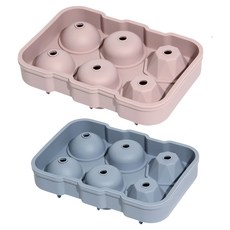 EASY&FREE 6格圓球製冰盒兩入組, 珊瑚粉 + 天空藍, 1組
