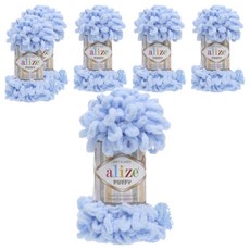 리네아 퍼피 실 핑거니팅 뜨개실, 183 라이트블루, 6개