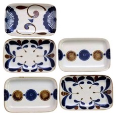 南風 美濃燒長方盤5件組 日本製, 白色 + 藍色, 1套, 5件長方盤