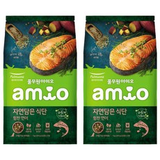 풀무원아미오 전연령 강아지 자연담은 식단 건식사료, 연어, 1kg, 2개