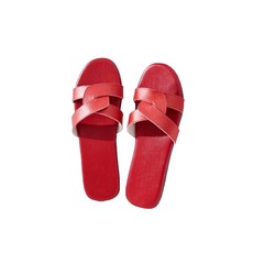 真皮頭層牛皮透氣防滑女士室外涼拖鞋 LS39, 35~36, 酒紅色, 1雙