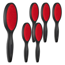 衣物除毛刷 靜電吸附 雙面設計 多種材質適用, 黑色 + 紅色, 6支