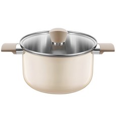 Casabeni IH電磁爐適用陶瓷不鏽鋼雙耳鍋, 22cm, 米色