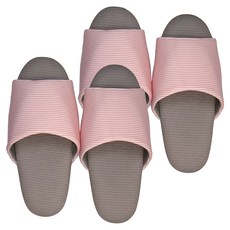 TAIWAN SLIPPER 台灣犀利趴 家居拖鞋 厚實柔軟中底 EVA材質防滑靜音鞋底, 恬粉細條紋, 2雙