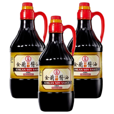 KIMLAN 金蘭 甘醇醬油 非基因改造黃豆 無添加味精和防腐劑 適用於滷、炒、沾、拌, 1.5L, 3瓶