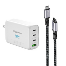 GIGASTONE 立達 130W 4-Port USB-C Cable 快充組 充電器 PD QC PPS GaN Technology 白色