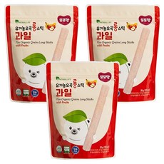 또또맘 유아용 유기농 오곡 롱 스틱 과자, 과일맛, 30g, 3개