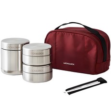 LocknLock 樂扣樂扣 不鏽鋼保溫便當盒組, 銀色+紅色, 1組