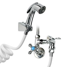 YNET 水平連接器+連接環+馬桶噴水器+彈簧軟管組 2.5M 白色, 1套