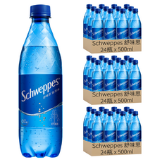 Schweppes 舒味思 氣泡水 原味 500ml 無糖 無熱量 層次氣泡創造豐富口感, 72瓶