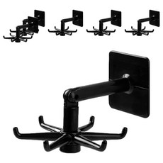 Saenggaknarae 廚房多用途免打孔多角度旋轉式掛架掛鉤 6入, 黑色, 6個
