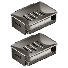 Couselect 太空鋁免打孔壁掛浴室收納瀝水肥皂盒 附清潔棉 槍灰色, 2個