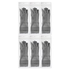 Saengong 生活工作所 橡膠手套, 灰色, 大(L), 6套