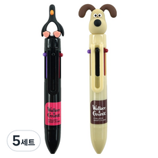 핑크풋 W & G 피규어 미니 6색 볼펜 2종 세트 0.5mm, 그로밋 + 맥그로우, 5세트