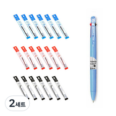 Shinji Triple O 3色原子筆 0.7mm原子筆+替芯 3種*6入組, 圓珠筆(藍色)、筆芯(黑色、藍色、紅色), 2組