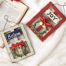 Happy Village 木製聖誕樹裝飾品 2入組, 混色