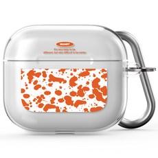 누아트 마블잉크패턴 디자인 투명케이스, 에어팟3세대, 마블잉크패턴오렌지