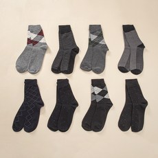 BASE ALPHA ESSENTIALS 男士高級圖案中筒襪8件組