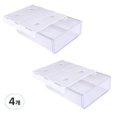 abm 黏貼式滑動下方收納盒, 4個, 白色