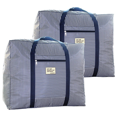 엠엔피라이프 옥스포드 이불정리함 대형, 스트라이프(네이비), 2개