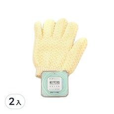 KEYTOSS 詰朵斯 新觸感去角質沐浴手套, 人體工學三度空間柔感設計 專利起泡彈力纖維 規格:20×13cm, 米色, 2個