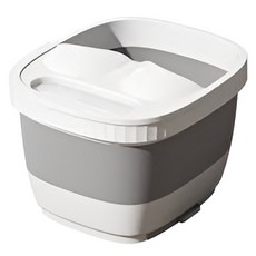 UTOOKII 可折疊附蓋保溫足浴桶，灰白色，PP+TPE+HPS材質，泡腳按摩，放鬆身心, 1個