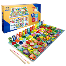 Kijello 7合1幼兒小肌肉發展原木拼圖, 87件, 1個