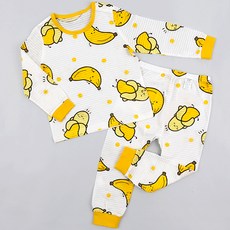 메이키즈 아동용 노란 땡땡 바나나 9부 내의 상하의 세트