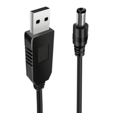 Neon 台灣霓虹 USB升壓線 轉DC5.5x2.1mm 9V 1A 黑色 純銅線芯外層PVC包裹, 1m, 1個