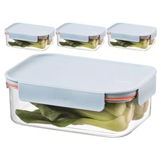 LocknLock 樂扣樂扣 Bisfree Modular Plus長方形密封保鮮盒 薄荷綠, 910ml, 4個
