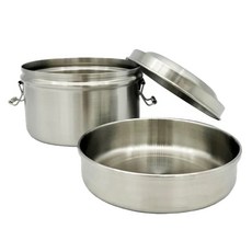 Pearl Horse 寶馬 圓雙便當盒 14cm, 銀色, 1個