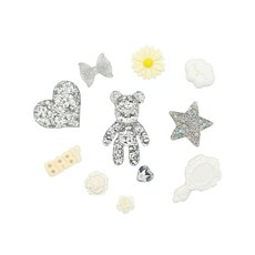 Decoden 裝飾配件 閃亮小熊 手機殼裝飾套組, 白色(主要配件), 隨機出貨(裝飾配件)
