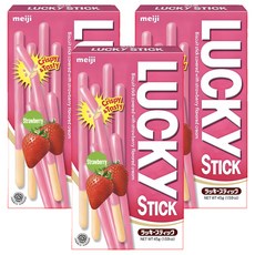 LUCKy STiCK 草莓口味棒狀餅乾, 45g, 3盒