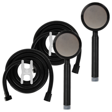 HOME DAUM 輕量鋁合金蓮蓬頭+軟管 1.5m, 2組, 黑色