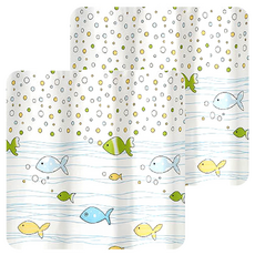 PEVA防霉防水浴簾 附掛環 300g, 2組, 小魚 白色