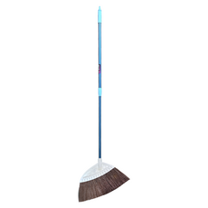 Easy Cleaning Solution 潔田屋 室內斜式戶外掃把 拿緹花掃伸縮柄 HG322YLN, 1個, 咖啡白