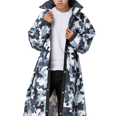 DongShen 東伸 大衣型雨衣 時尚迷彩 安全反光設計
