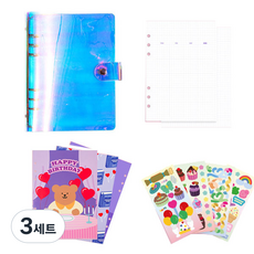 루카랩 A5 6공 로즈골드링 다이어리 팩 만년형, 홀로그램, 3세트 홀로그램, 3세트