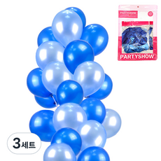 PARTYSHOW 派對裝飾氣球 2款 x 10入組, 珠光寶石藍, 珠光天藍色, 3套