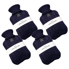 EVER HOUSE 基本款保溫熱水袋 2L + 針織套組 海軍藍, 4套