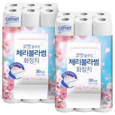 코멧 블루밍 체리블라썸 화장지, 2팩, 30롤, 30m